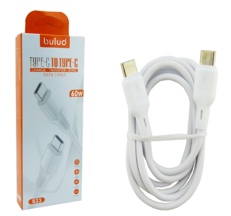 CABLE MACHO DOBLE TYPE-C BULUD 60W 1M DATOS Y CARGA EN CAJA -2