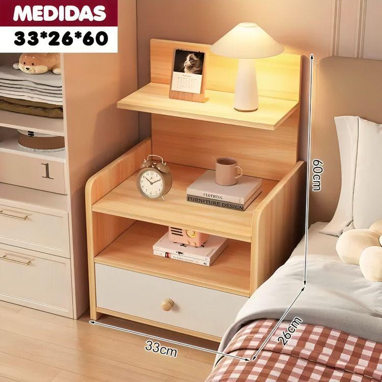 Velador 2 Cajones Mesa De Noche Retro 48x30x43 Cm-5