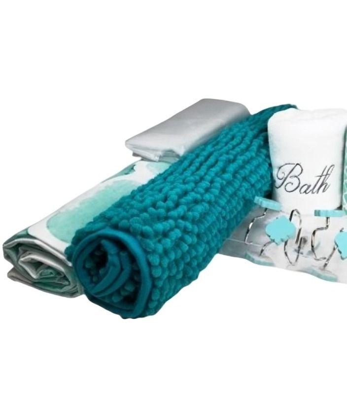 Set de Baño Ema 18 Piezas  Turquesa Diseño Verde Agua – Doral-2