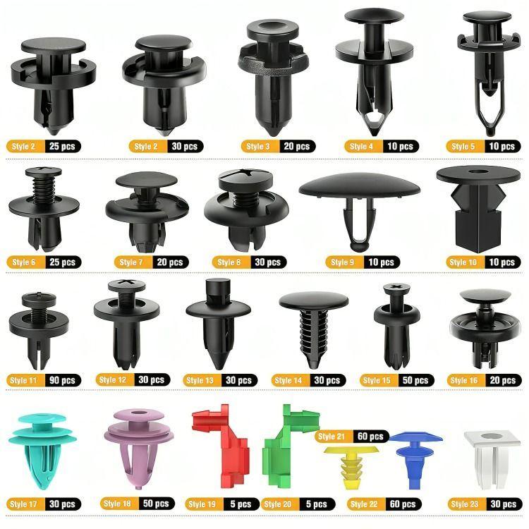 Kit 725 Clip Broche Retención Plástico Auto Lata Tapabarro-2