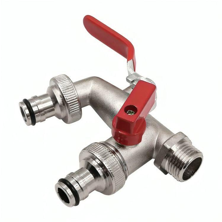 Llave De Jardín Con Doble Salida 1/2 Grifo De Válvula-2