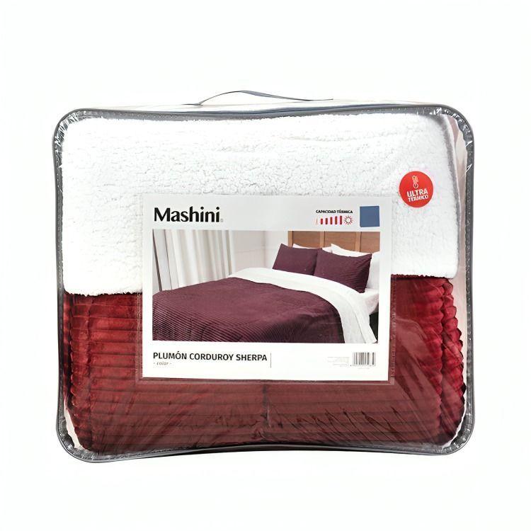 Plumón Corduroy Coral Sherpa 2 Plazas / Burdeo – Mashini -0