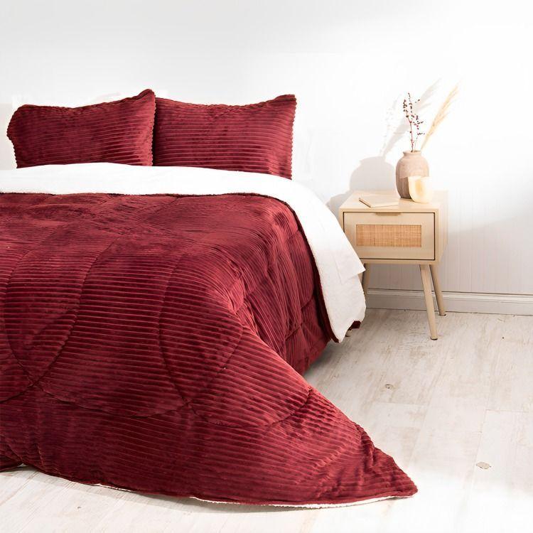 Plumón Corduroy Coral Sherpa 2 Plazas / Burdeo – Mashini -2