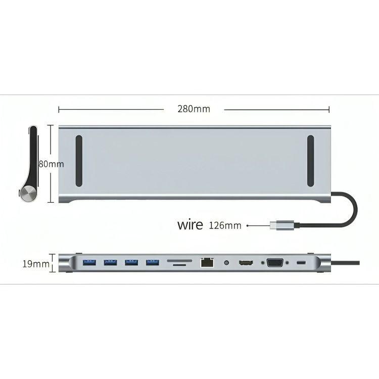 Adaptador Hub 11 En 1 Usb Tipo C Usb-c Hdmi Vga Usb Lan Sd-2