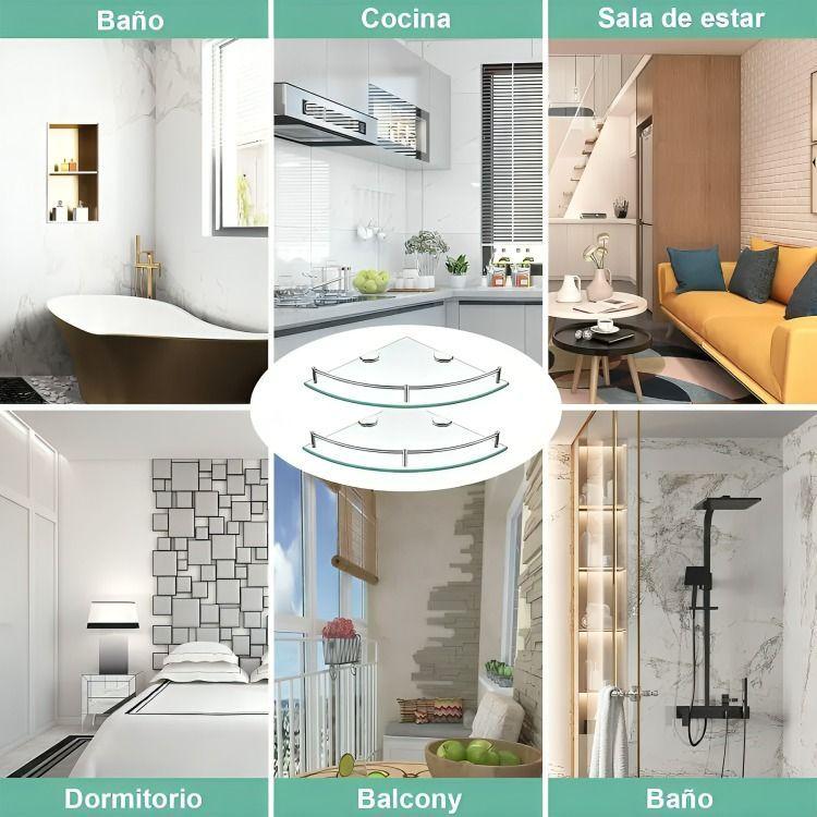 Pack 4 Organizador Repisa Esquineras De Vidrio Ducha Estante-3