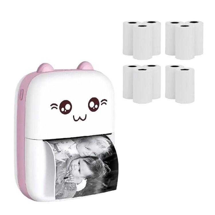 Mini Impresora Térmica Portátil Bluetooth Gatito + 11 Rollos-2
