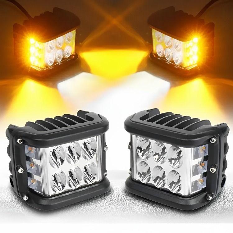 Pack X2 Auto Spot Bicolor 36w 4x4 Estrobo Blanco + Amarillo-1