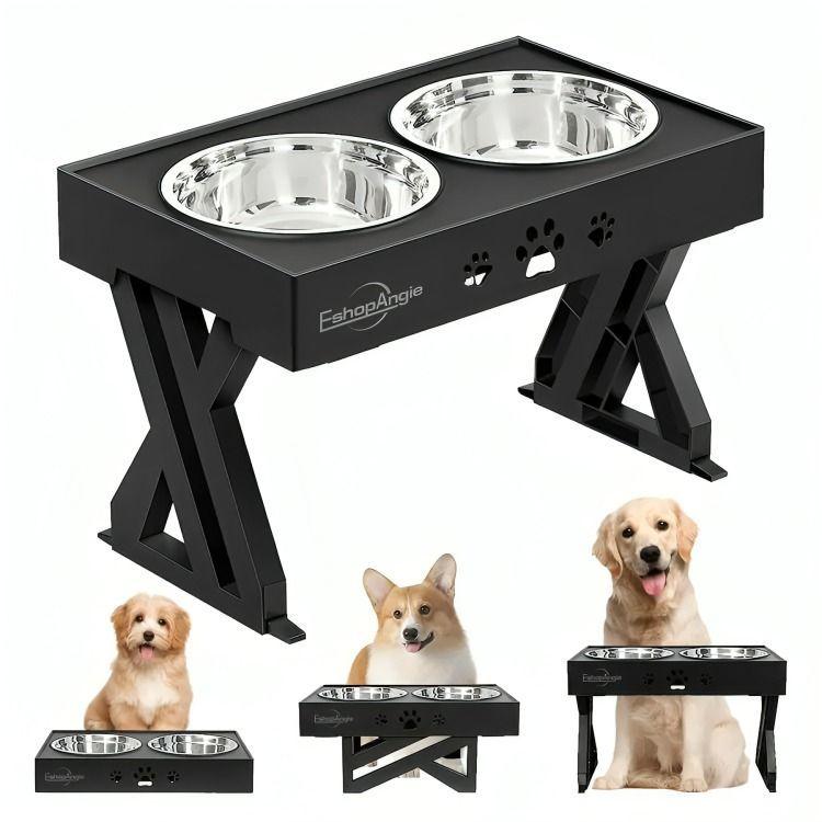 Comedero-bebedero Para Perros Altura Ajustable - Plato Acero-2