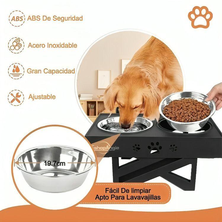 Comedero-bebedero Para Perros Altura Ajustable - Plato Acero-6