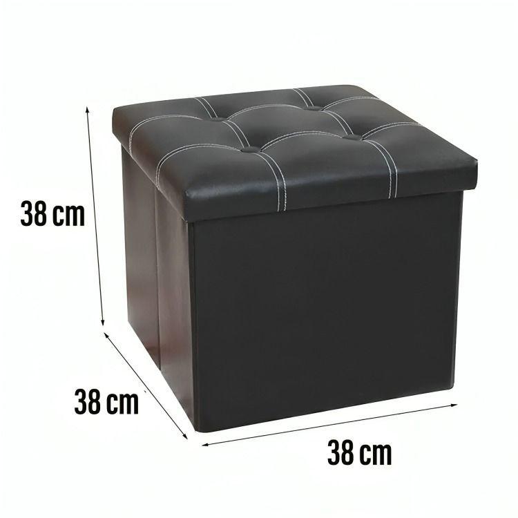 Baul Tomy Plegable Ecocuero Asiento 38cm Puff Pouf -4