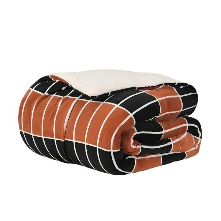 Plumón Coral Sherpa Estampado 1,5 Plazas / Cuero – Mashini 180×240 cm.-0