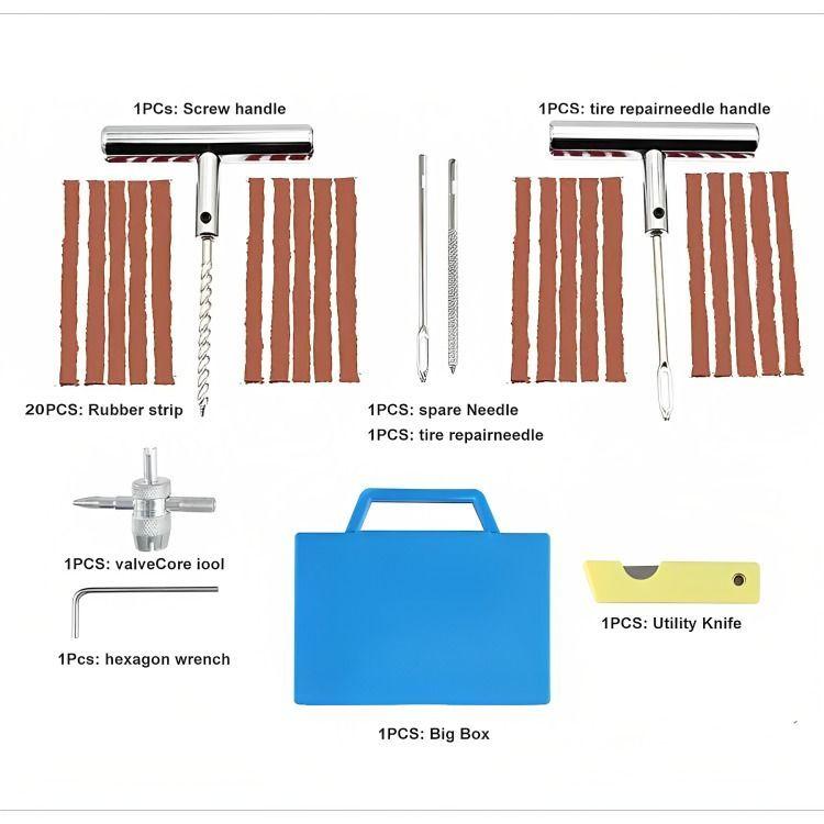 Kit 27 Piezas Reparación Pinchazos Neumático Emergencia Auto-2