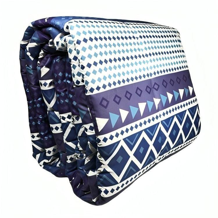 Plumón Estampado + Fundas + Sábanas 2 plazas / Geométrico Azul - Blanco -0