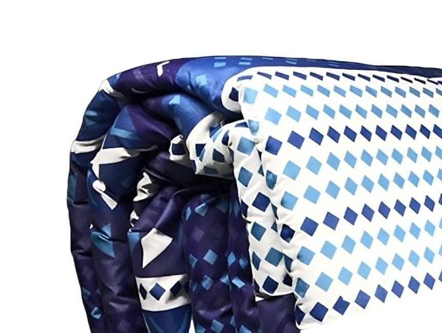 Plumón Estampado + Fundas + Sábanas 2 plazas / Geométrico Azul - Blanco -1
