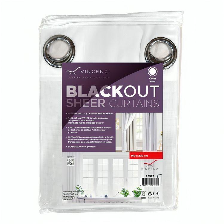 Cortina de Tela Blackout + Velo Vincenzi 140x220 Blanca-4