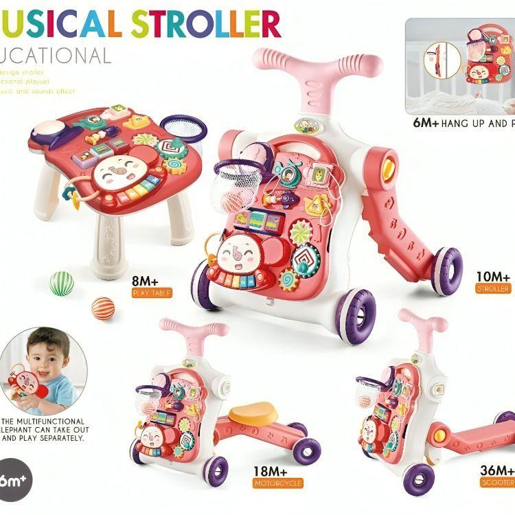 Caminador Bebe 5 en 1 Rosado-2