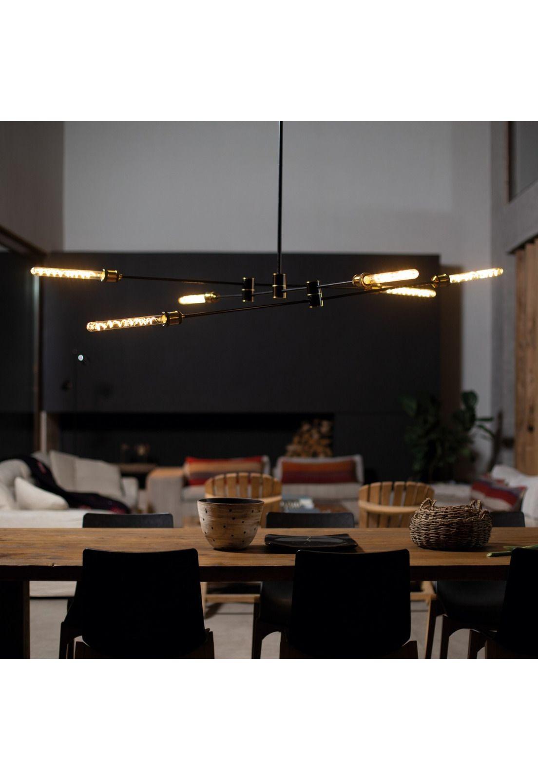 Lámpara Colgante Weston 6 Luces Negro Ajustable-1