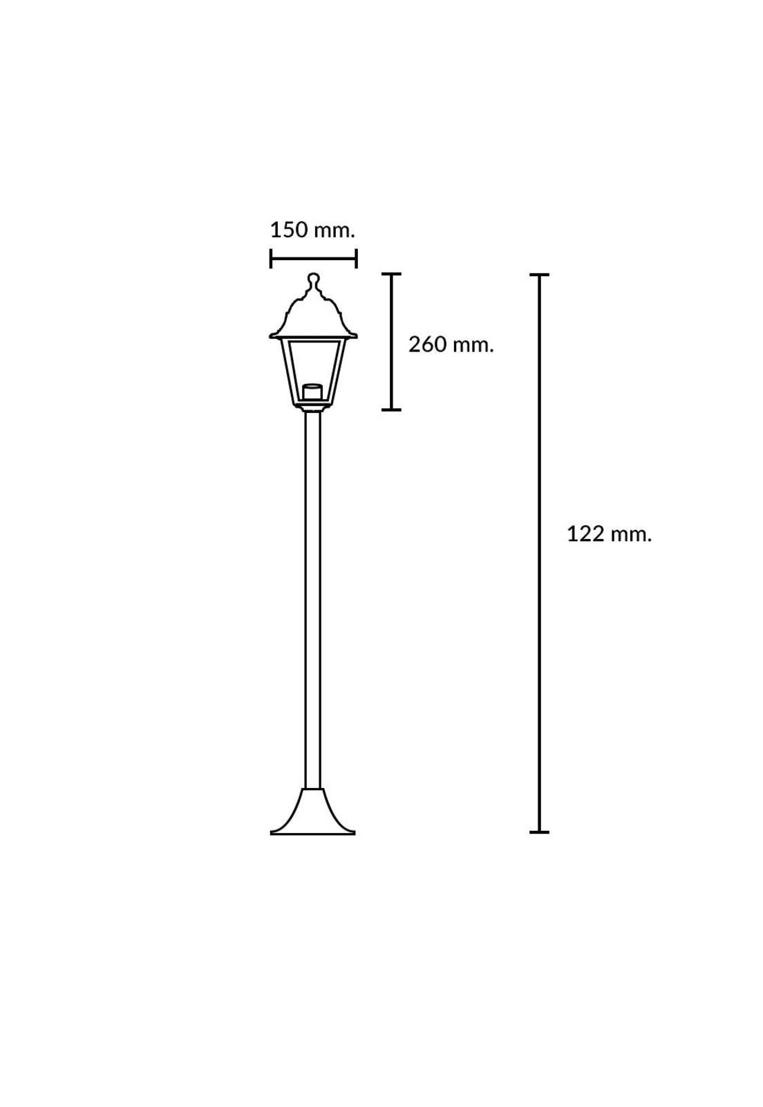 Farol Pedestal 1,22m 4 Caras Sintético Negro Ip44-4
