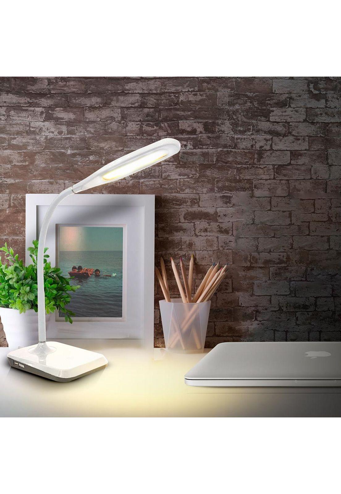 Lámpara Escritorio Tiber Led 5W Touch Cargador USB Blanco-1