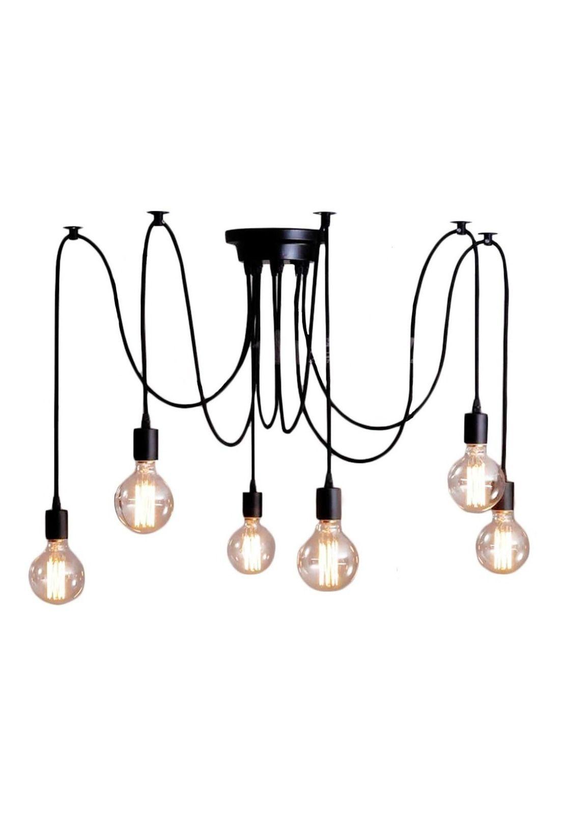 Lámpara Colgante Barock 6 Luces Negro-0