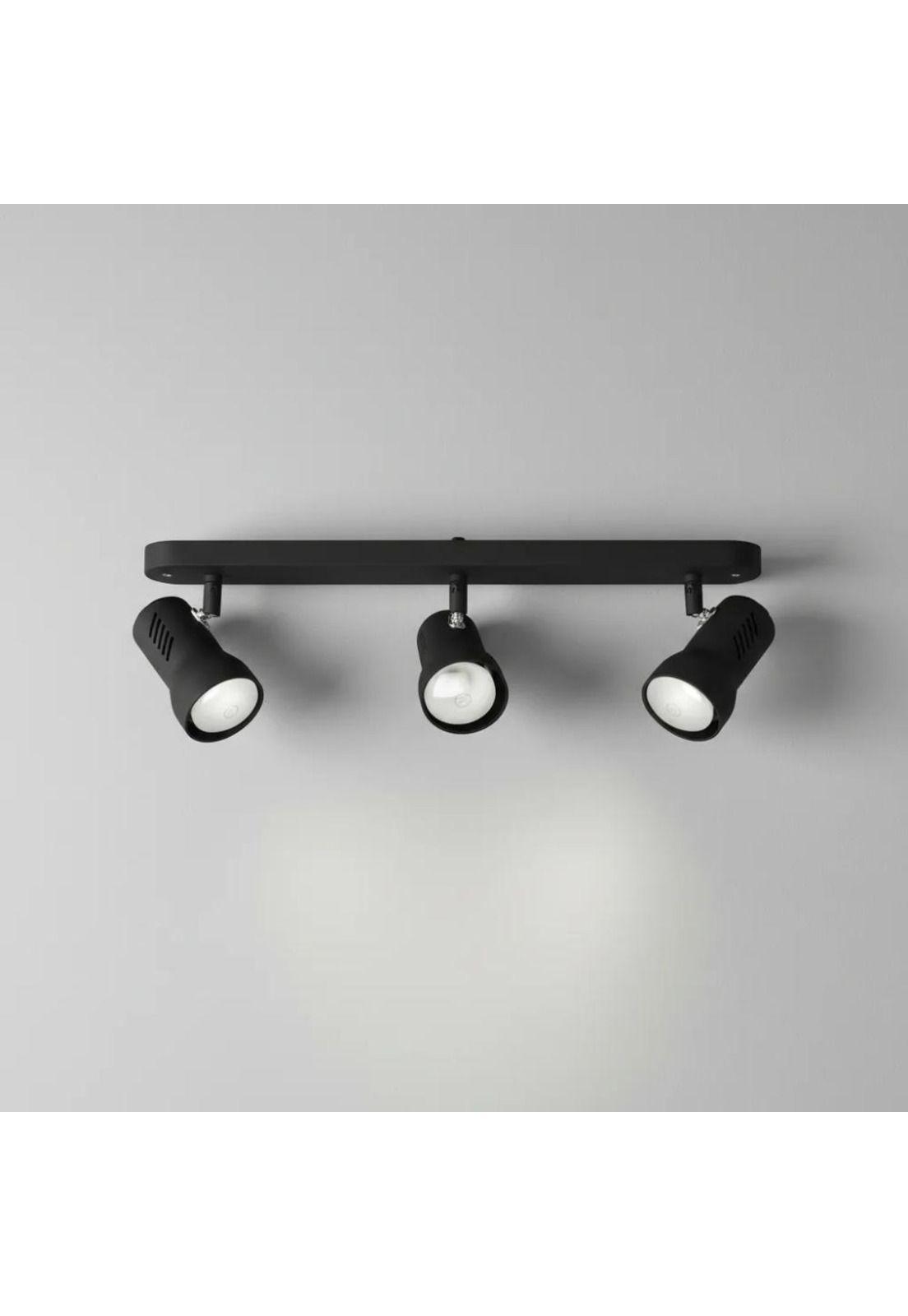 Lámpara Riel 3 Focos R63 Negro-4