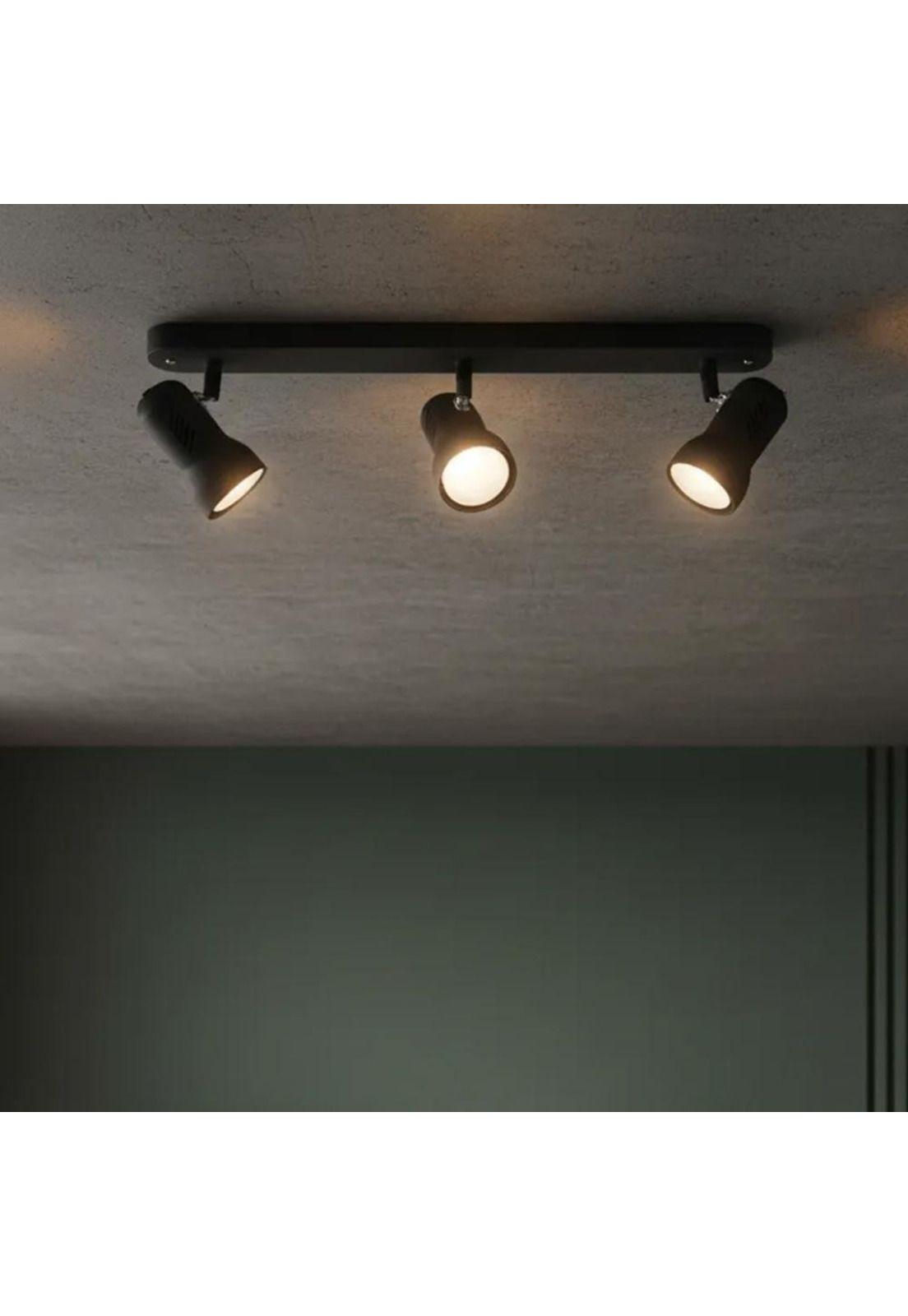 Lámpara Riel 3 Focos R63 Negro-5