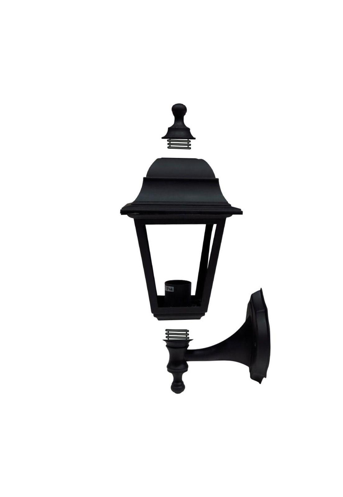 Farol A Muro Updown Sintético Negro Ip44 E27-7