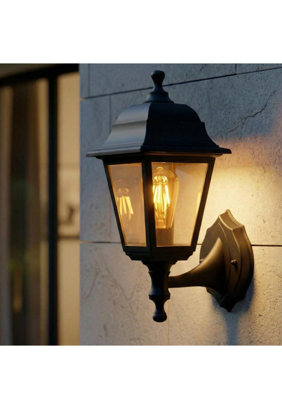 Farol A Muro Updown Sintético Negro Ip44 E27-2