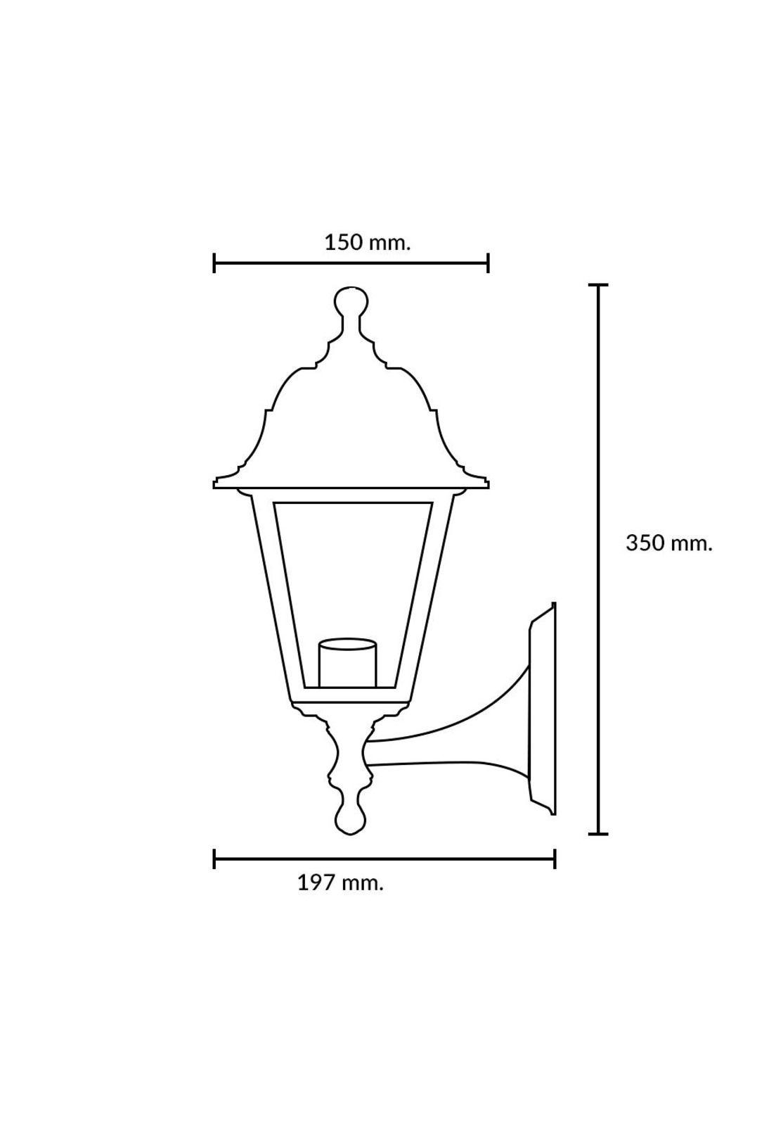 Farol A Muro Updown Sintético Negro Ip44 E27-9