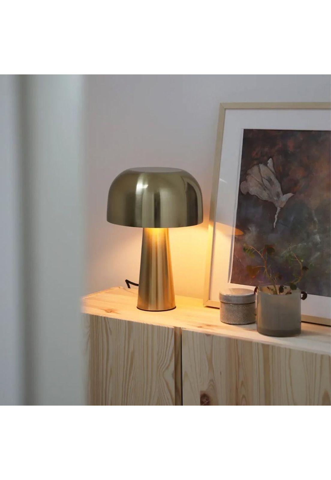 Lampara de Mesa Blanca color Bronce-2