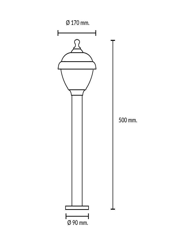 Bollard Muschi Negro 50cm-2