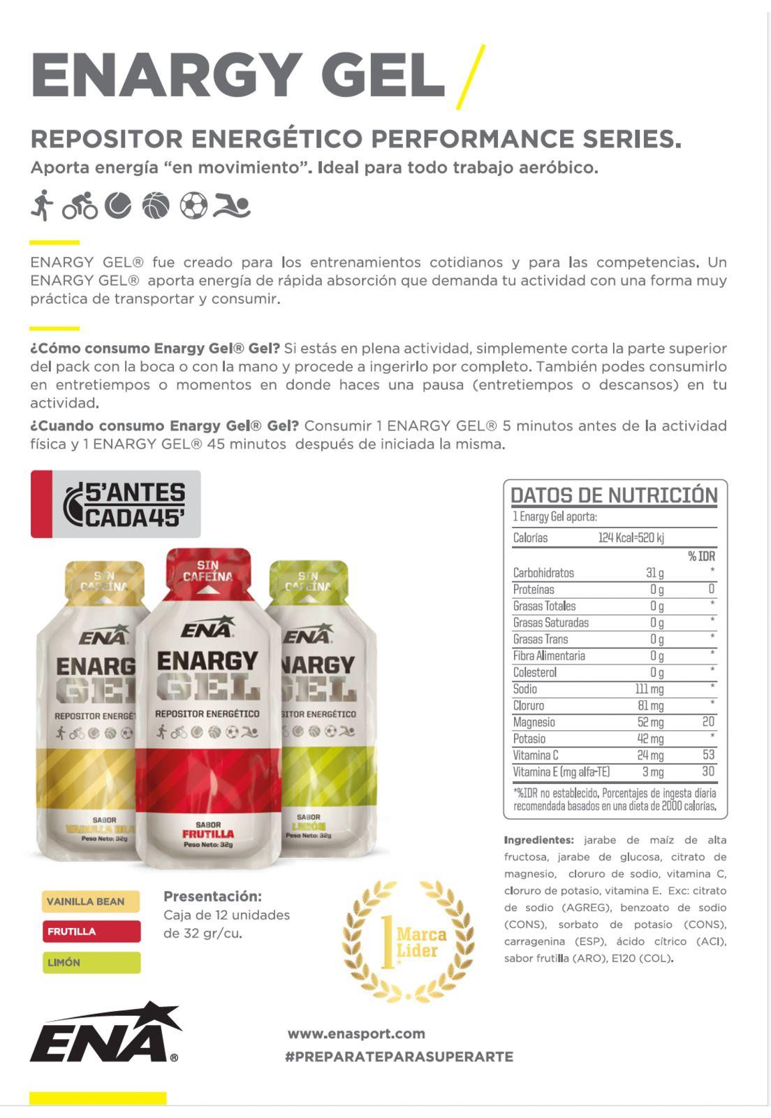 Gel Energético ENA 32 gr Vainilla Bean Caja 12 Unidades-1