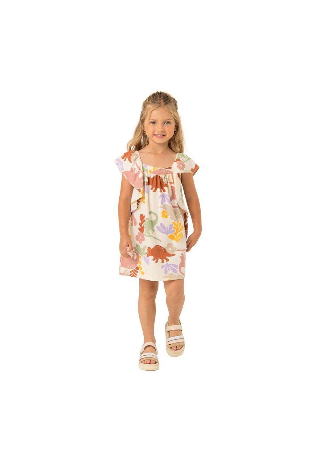 Vestido manga corta con boleros y recogido para bebé-2