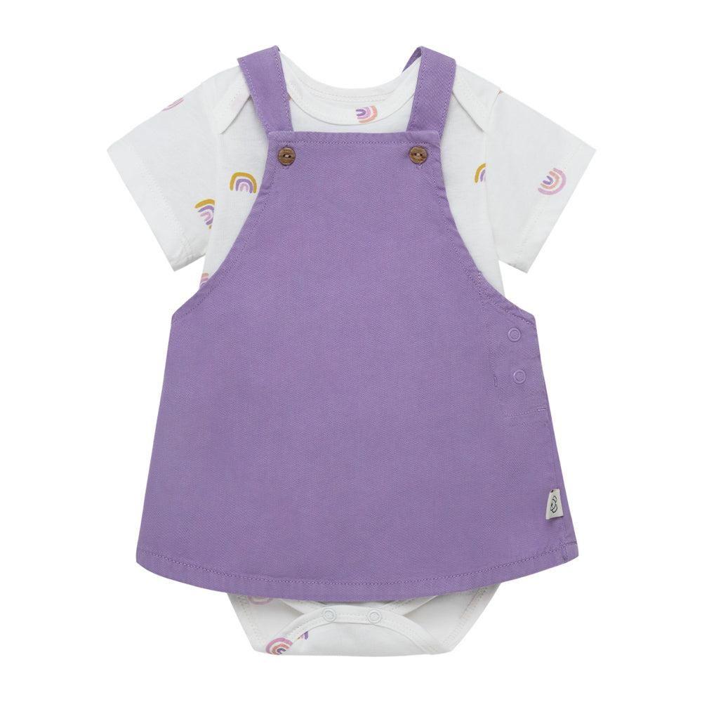 Conjunto body manga corta jardinera para recién nacida niña-0
