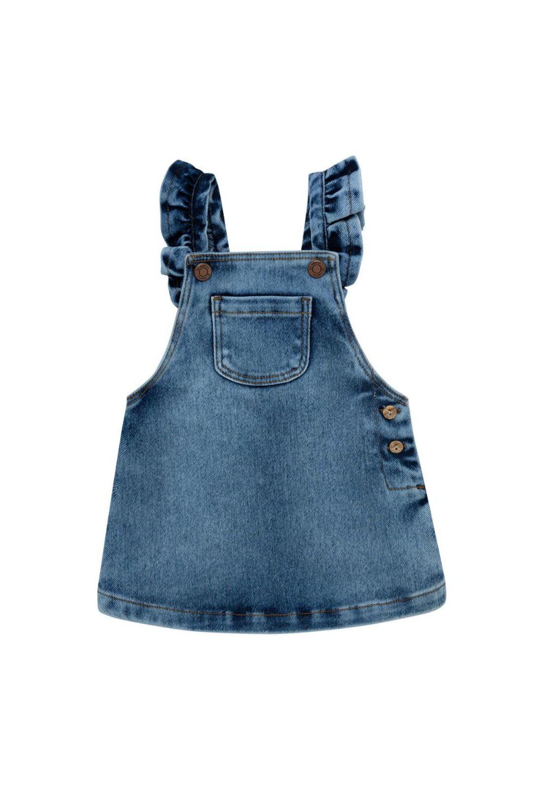 Jardinera en Denim para recién nacida niña-0