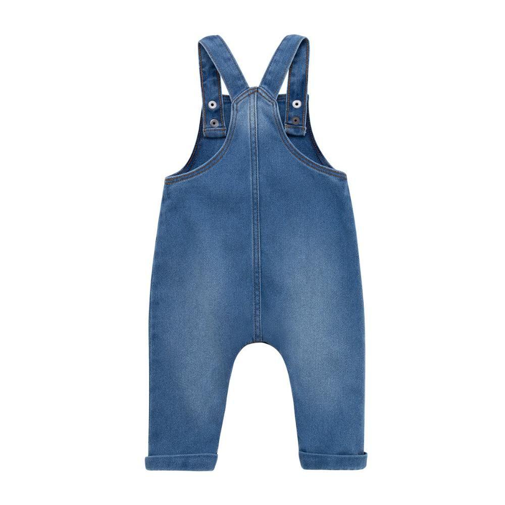 Jardinera larga en denim para recién nacidos unisex-1