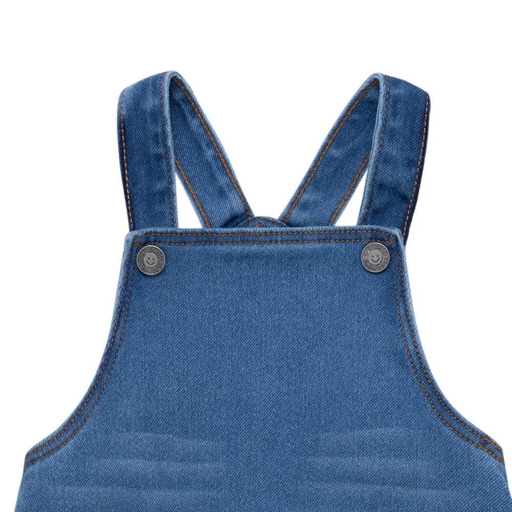 Jardinera larga en denim para recién nacidos unisex-2
