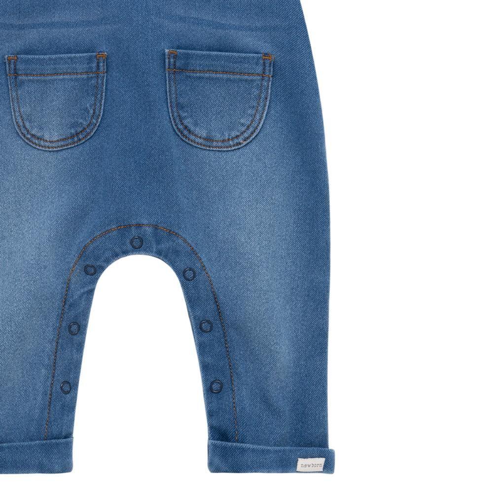 Jardinera larga en denim para recién nacidos unisex-3