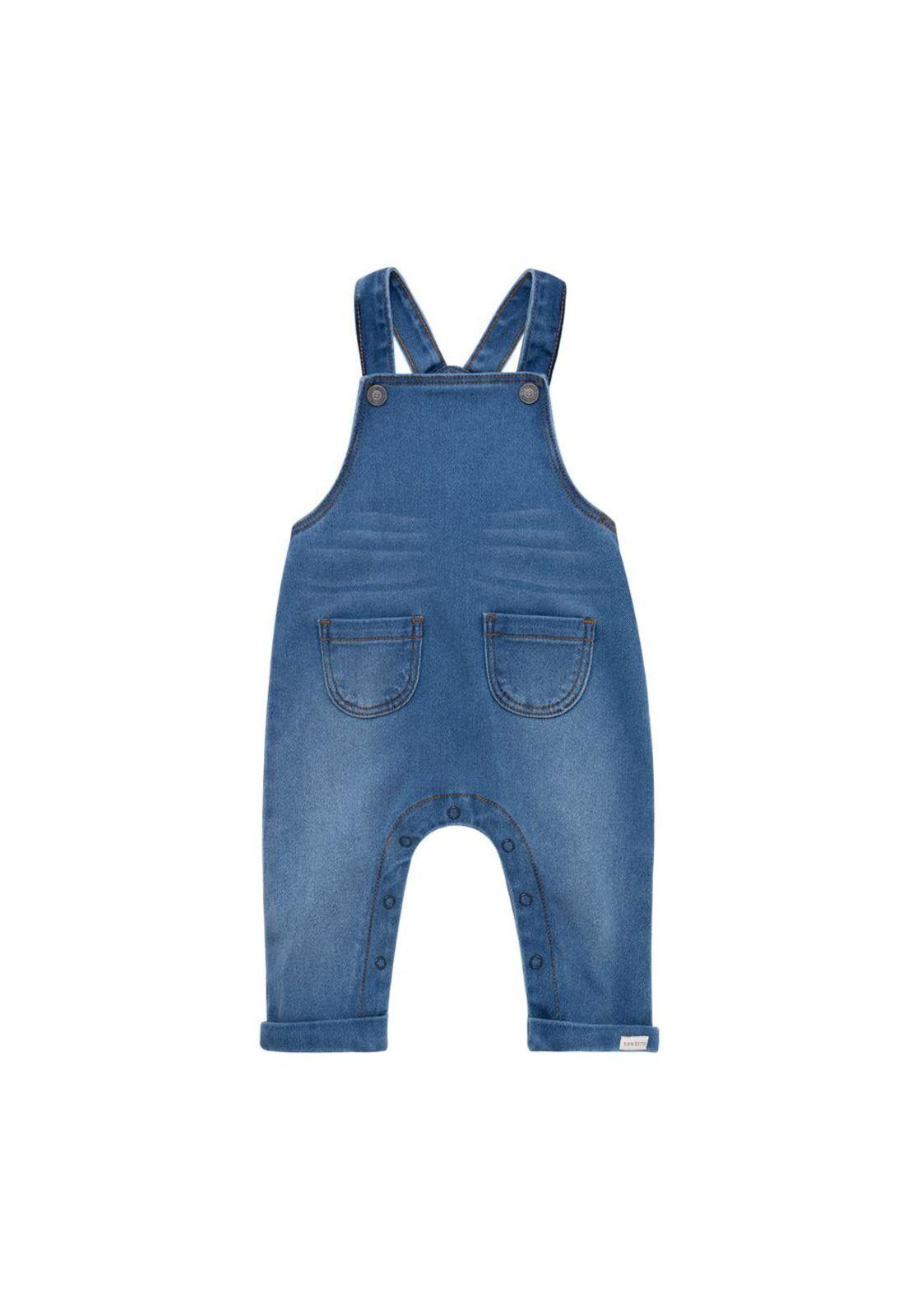 Jardinera larga en denim para recién nacidos unisex-0