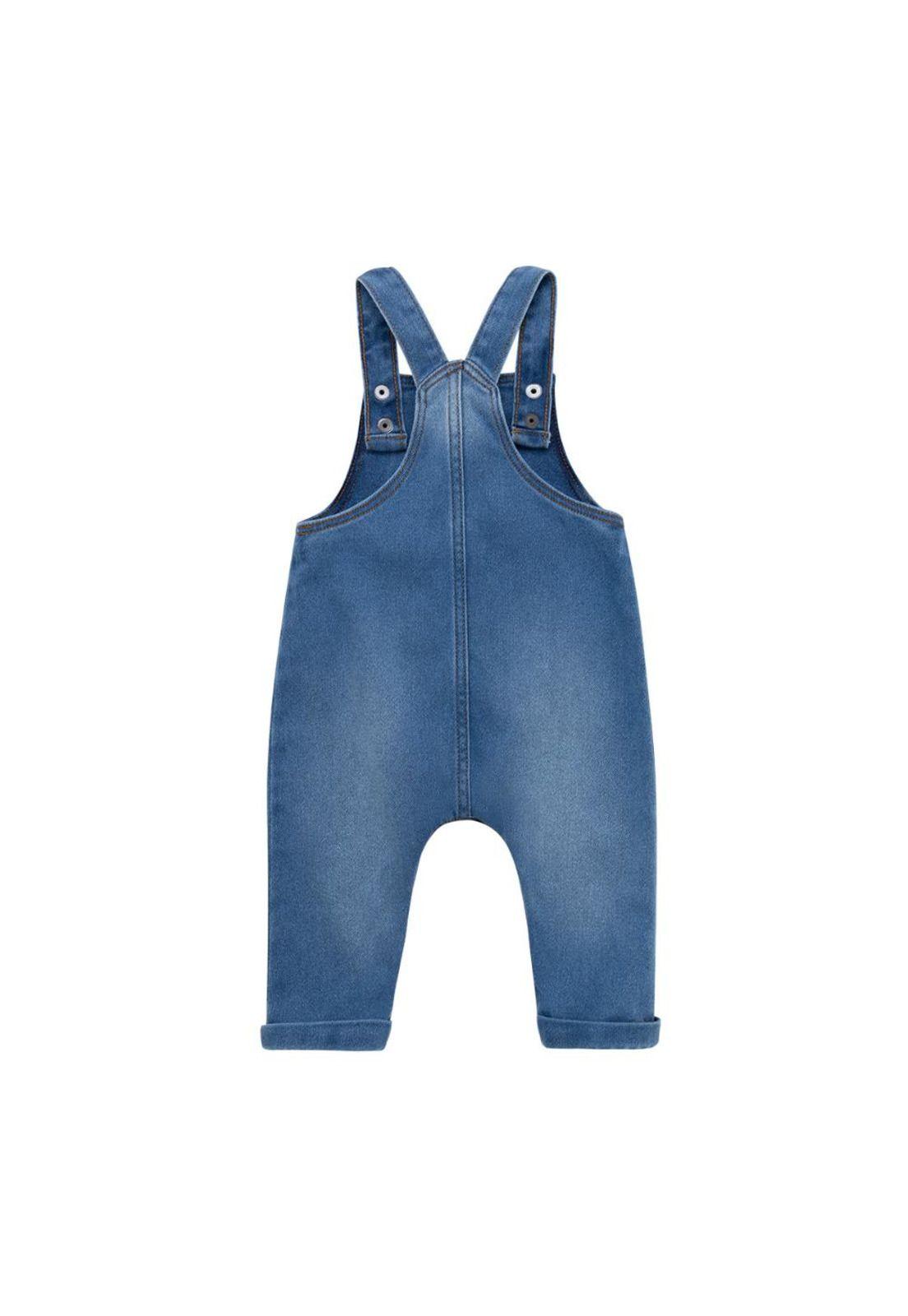 Jardinera larga en denim para recién nacidos unisex-1