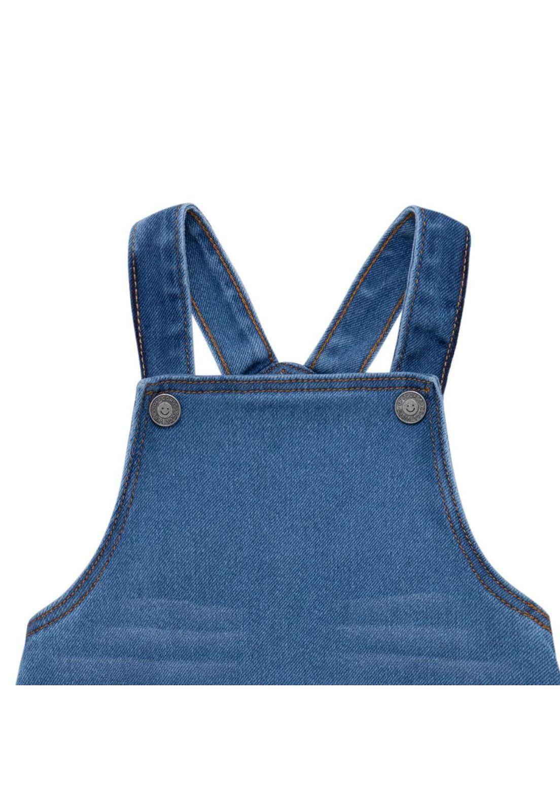 Jardinera larga en denim para recién nacidos unisex-2