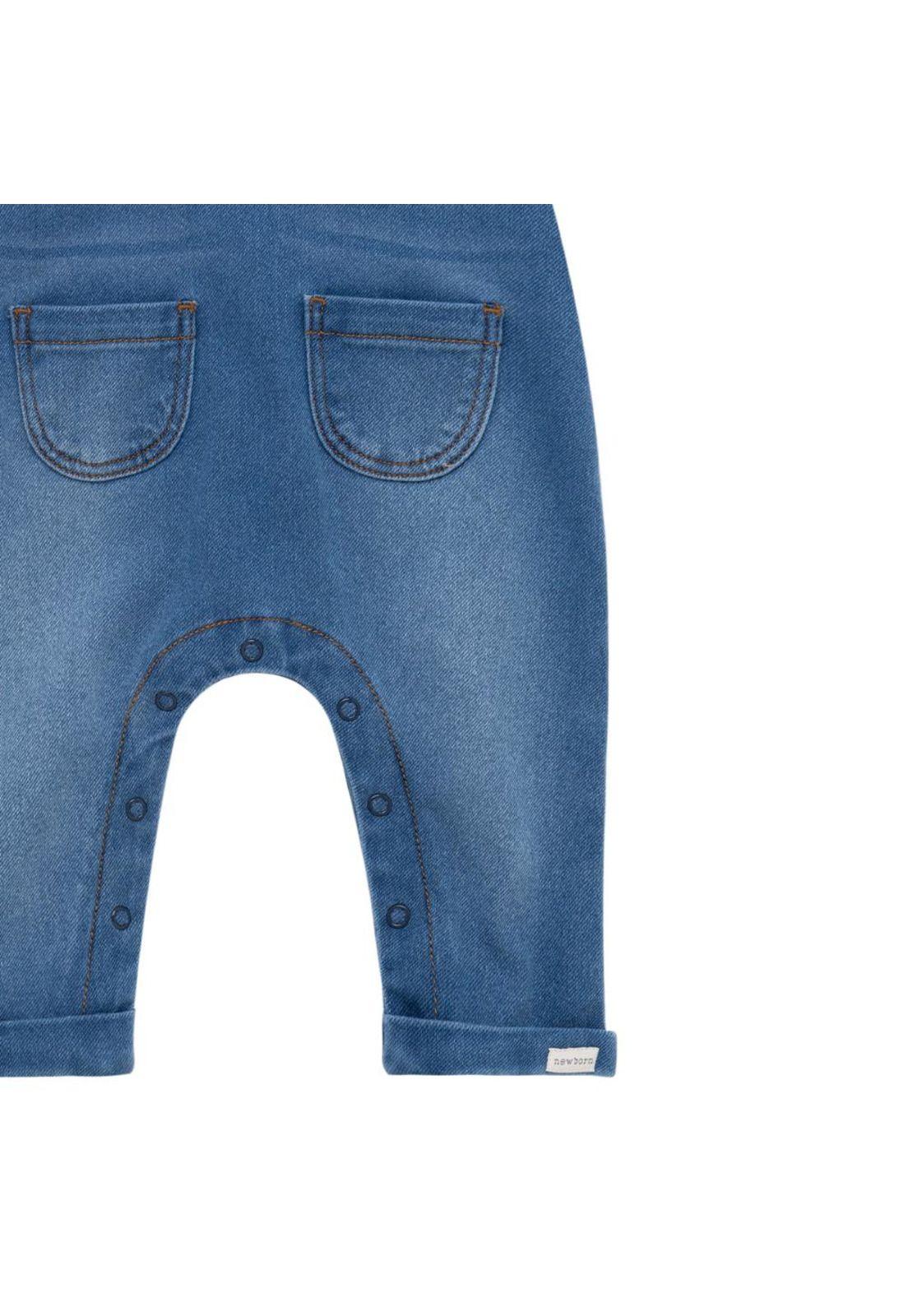 Jardinera larga en denim para recién nacidos unisex-3