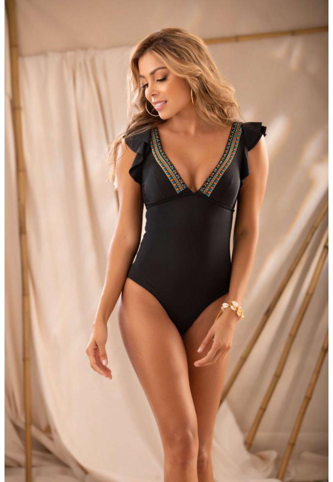 Traje De Baño Negro Awa Con Bolero-2