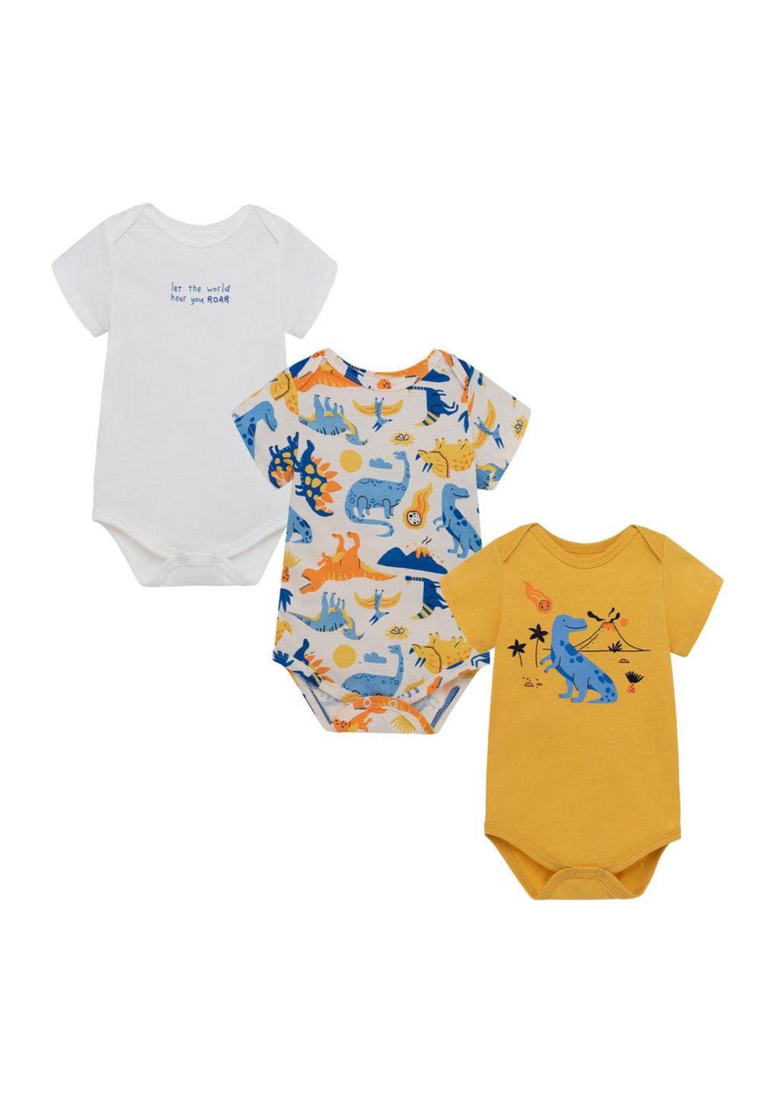Set x3 de Pilucho Body manga corta para recién nacido niño-0