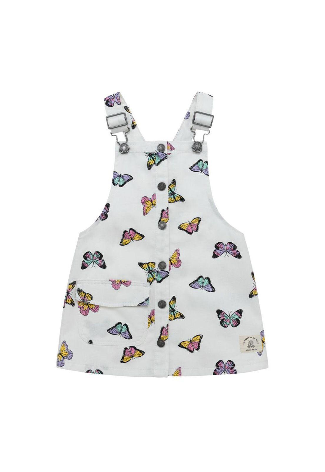 Jardinera corta estampado mariposas para bebé niña-0
