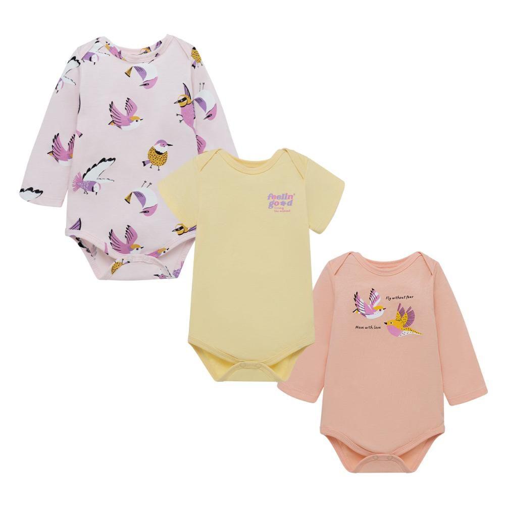 Set x3 piluchos bodys para recién nacida niña-0