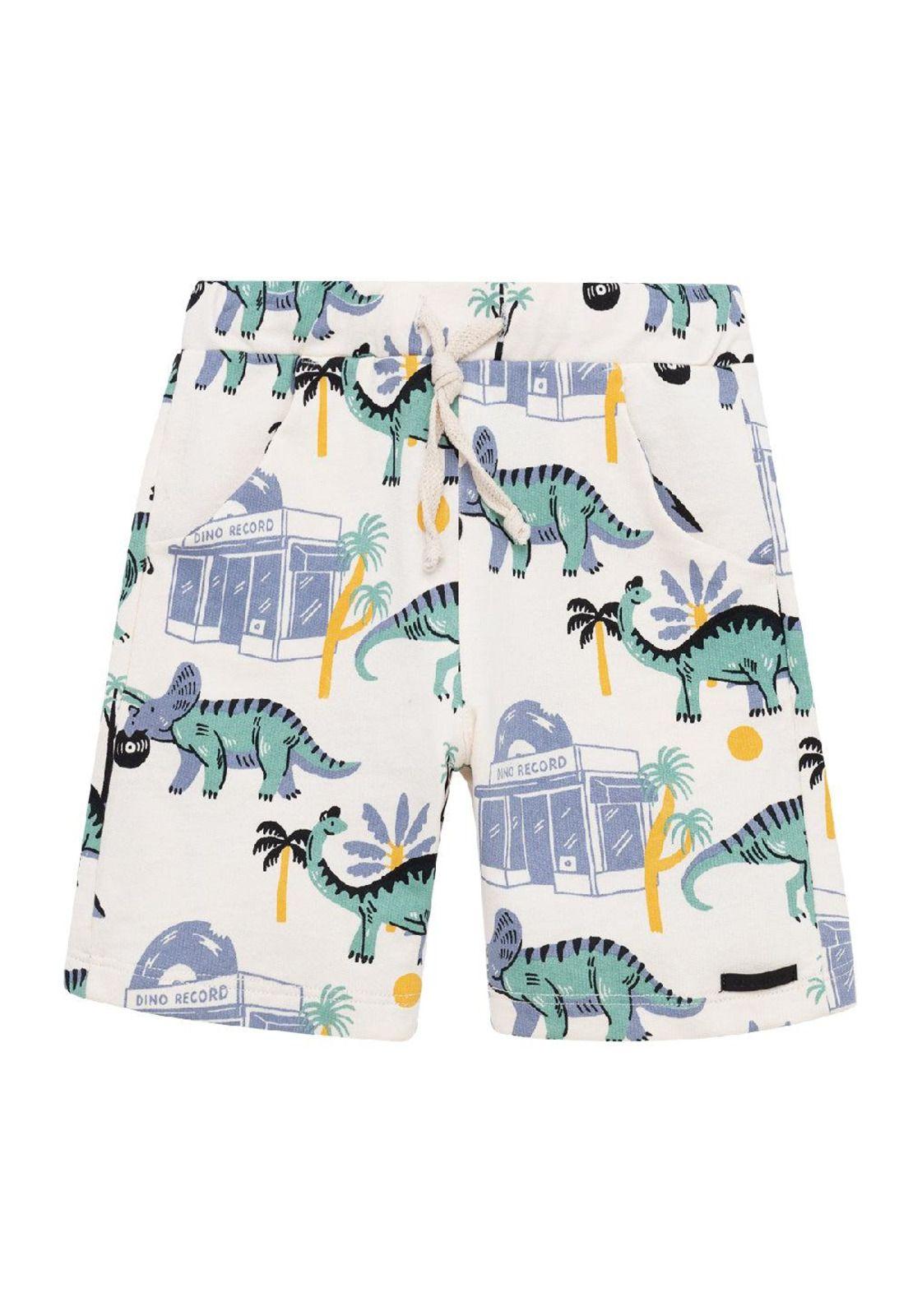Short con bolsillo estampado dinosaurios para bebé niño-0