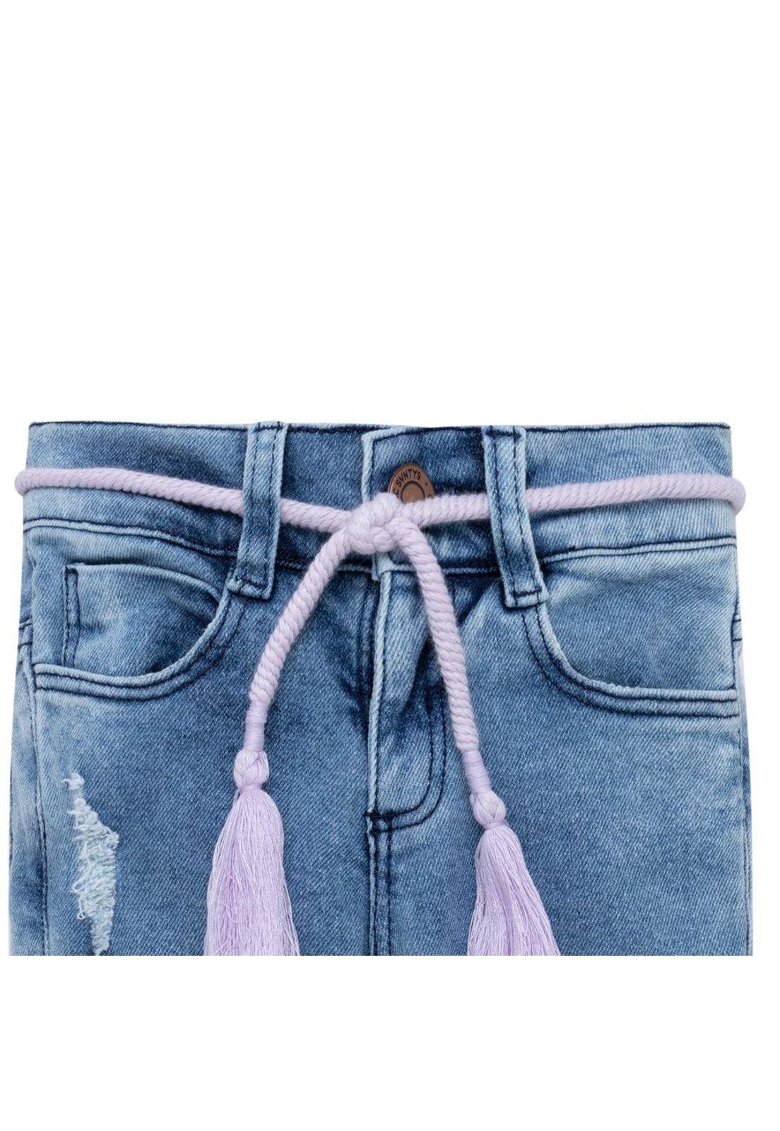 Jean super skinny con cordón decorativo para bebé niña-2