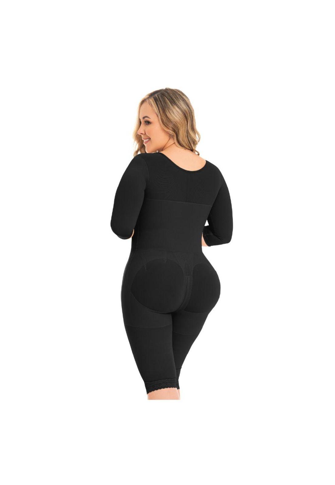 Faja Colombiana Larga de 2 Hileras de Broches con Mangas y Sostén F-0161 MyD-1
