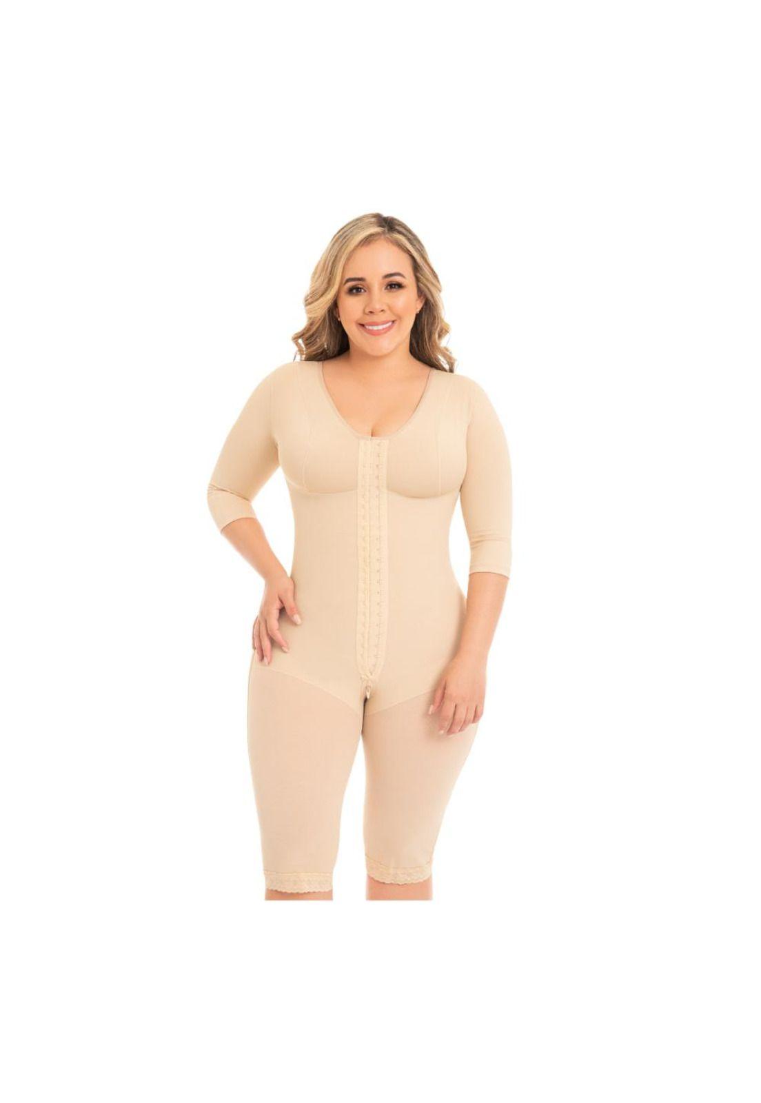 Faja Colombiana Larga de 2 Hileras de Broches con Mangas y Sostén F-0161 MyD-0